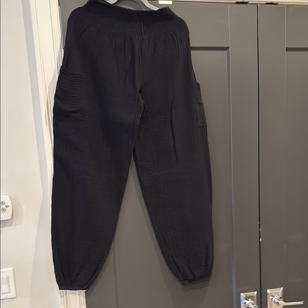 Bobi Black Textured Jogger Pants